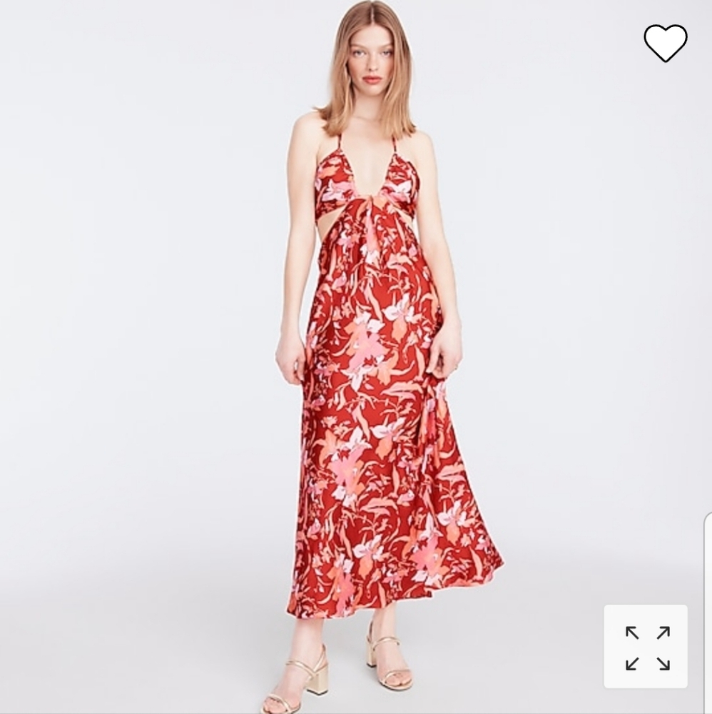 J. Crew Floral Cut Out Halter Maxi Dress